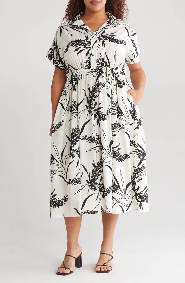 Renee C Floral Midi Shirtdress, Main, color, 