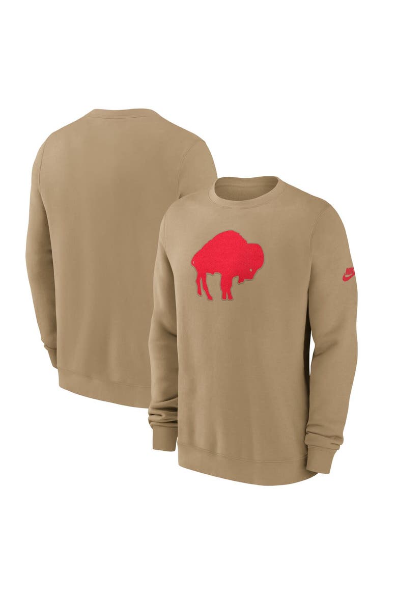 Men's Nike Tan Buffalo Bills Swing Pass Rewind Club Pullover Sweatshirt, Main, color, Tan