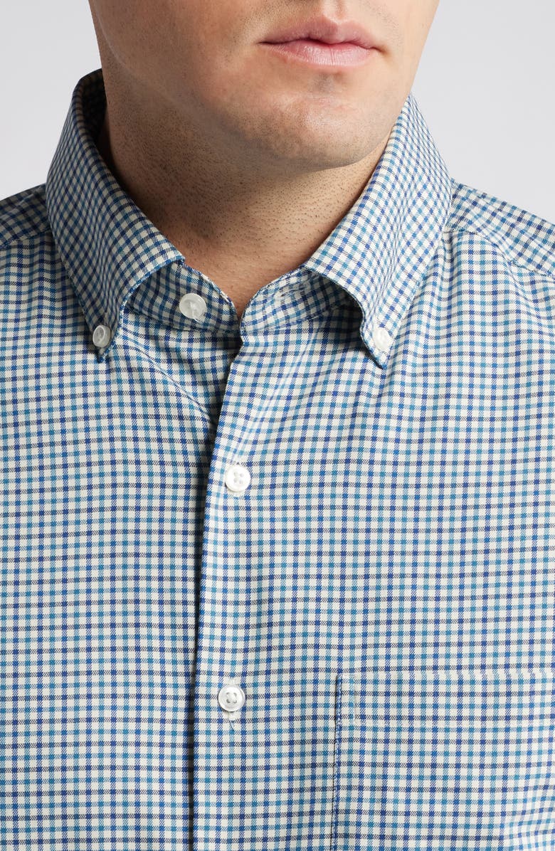 Scott Barber Mélange Gingham Stretch Button-Down Shirt, Alternate, color, 