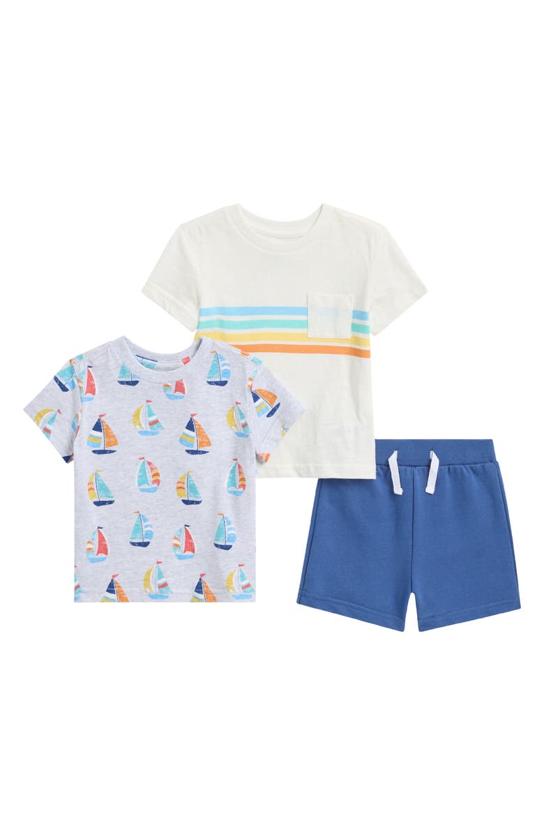 Little Me 3-Piece T-shirt & Shorts Set, Main, color, Blue