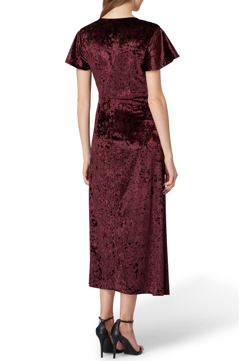 Panne Velvet Faux Wrap Dress, Alternate, color, PORT