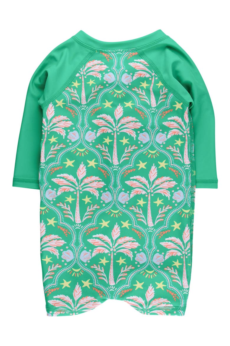 Kids' Coconut Cabana Long Sleeve UPF 50+ One-Piece Rashguard Swimsuit, Alternate, color, GREEN