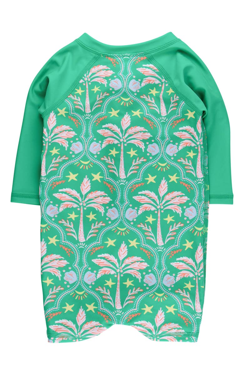 RuggedButts Kids
 Coconut Cabana Long Sleeve UPF 50+ One-Piece Rashguard Swimsuit, Alternate, color, Green