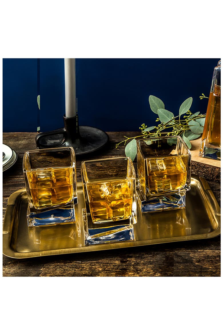 Carre Square Heavy Base Crystal Whiskey Glass - Set of 2, Alternate, color, CLEAR