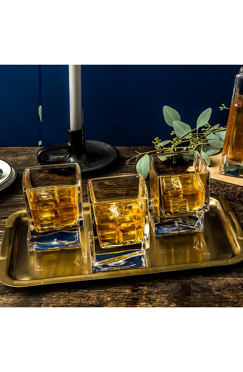JoyJolt Carre Square Heavy Base Crystal Whiskey Glass - Set of 2, Alternate, color, Clear
