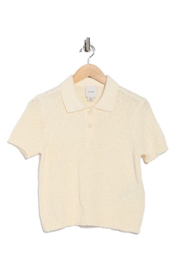 Calvin Klein Open Stitch Cotton Blend Polo In Neutral