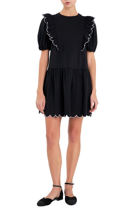 Scallop Edge Ruffle Knit Minidress