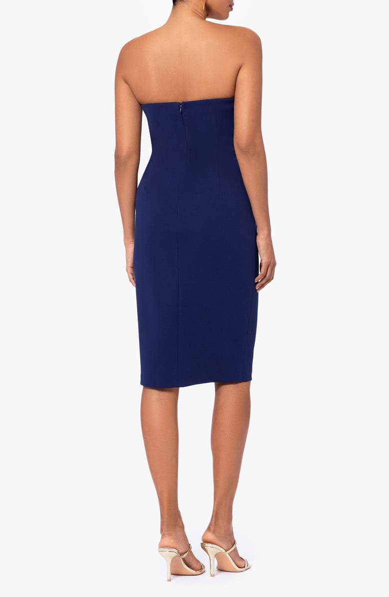 Betsy & Adam Bow Strapless Scuba Knit Cocktail Dress, Alternate, color,