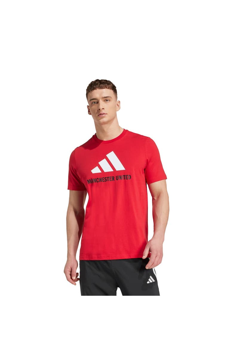 adidas Men's adidas Red Manchester United Three-Stripe Wordmark T-Shirt, Main, color, Red