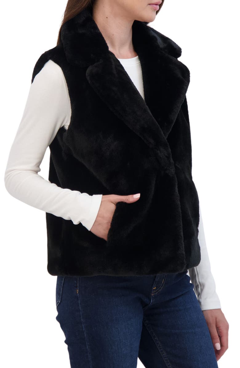 Sebby Faux Fur Vest, Alternate, color, Black