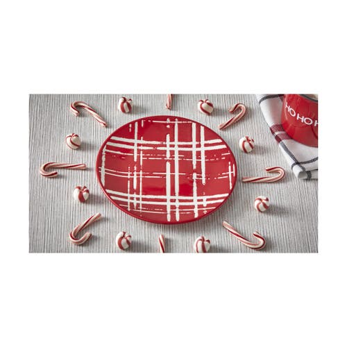 Tag Red Plaid Ceramic Appetizer Plate Dishwasher Safe Dining In Red