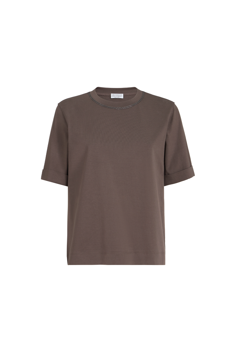 Cotton jersey T-shirt, Alternate, color, Brown