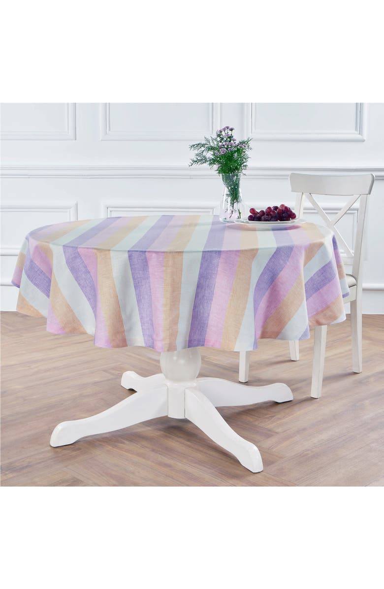 Solino Home Linen Round Tablecloth - Gelato Stripe, Main, color,