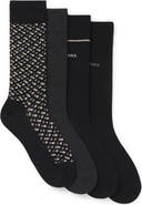 BOSS Assorted 4-Pack Monogram 
Solid Cotton Blend Dress Socks Gift Box