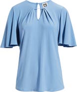 Anne Klein Pleat Neck Bell Sleeve Top