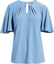 Anne Klein Pleat Neck Bell Sleeve Top