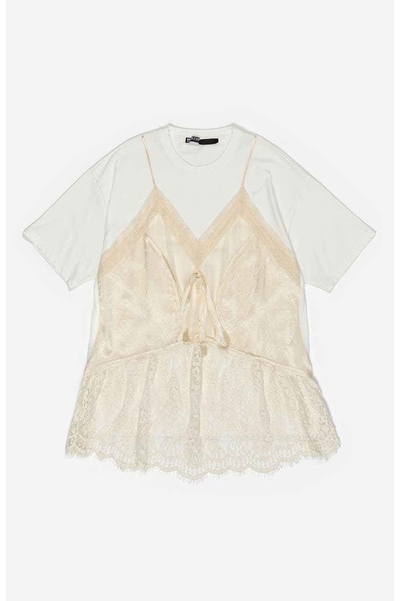 Layer Lace T-Shirt Top, Alternate, color, IVORY