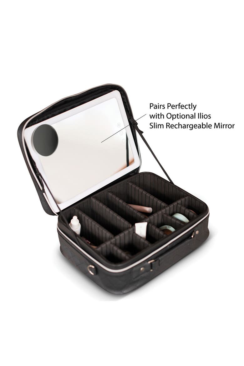 Deluxe Quilted Faux Leather Spacious Travel Makeup Case, Alternate, color, Black
