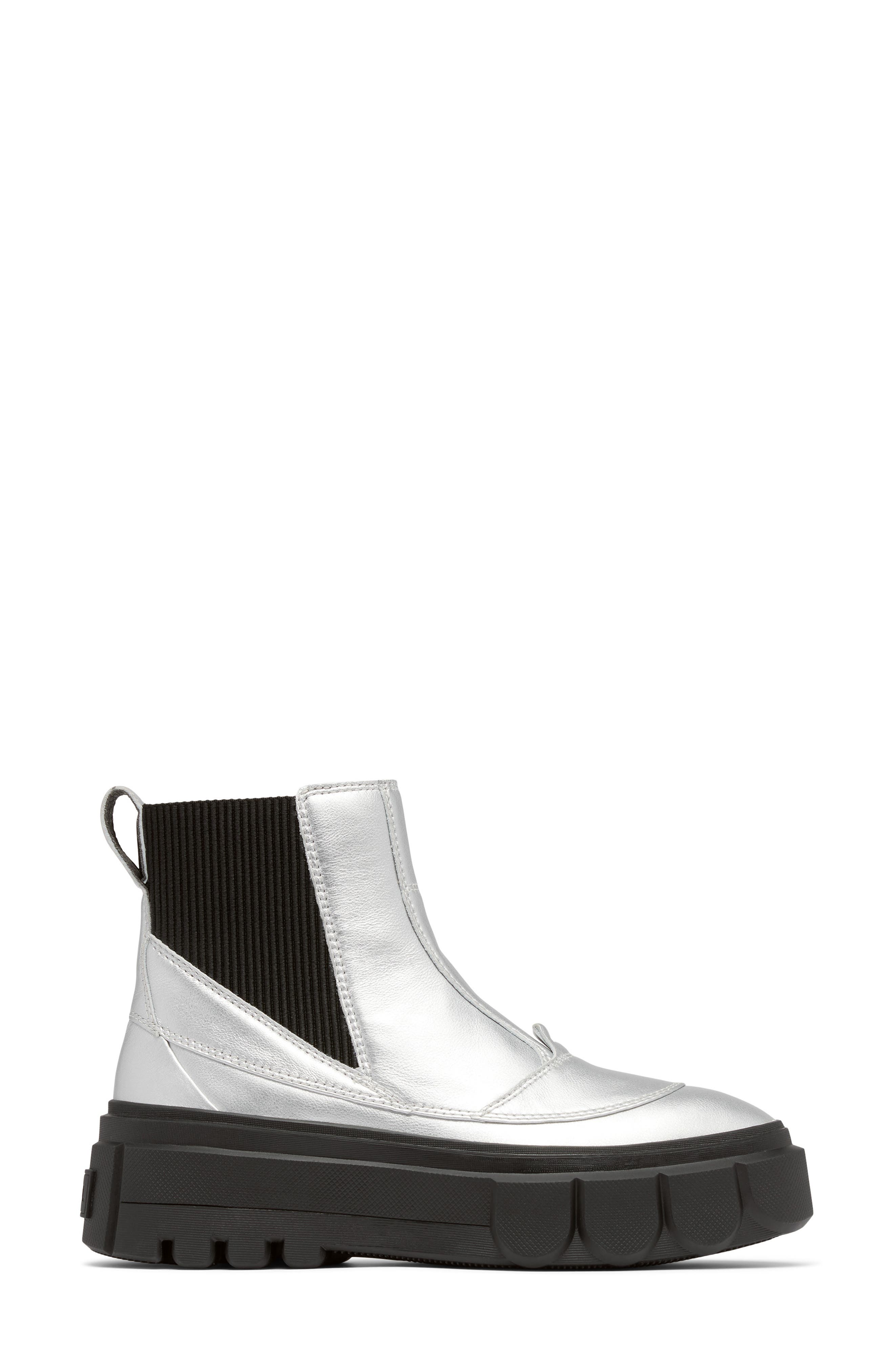 SOREL CARIBOU X Waterproof Platform Chelsea Boot, Alternate, color, Pure Silver/ Black