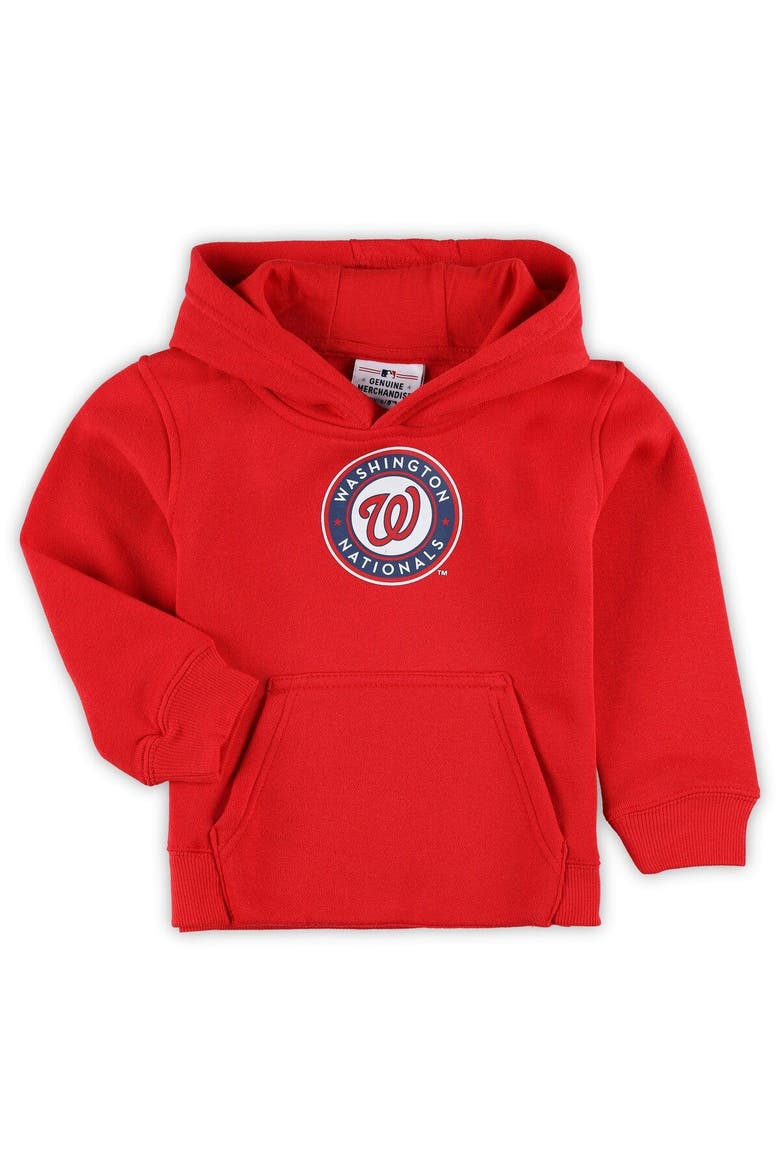 Toddler Red Washington Nationals Team Primary Logo Fleece Pullover Hoodie, Main, color, Red