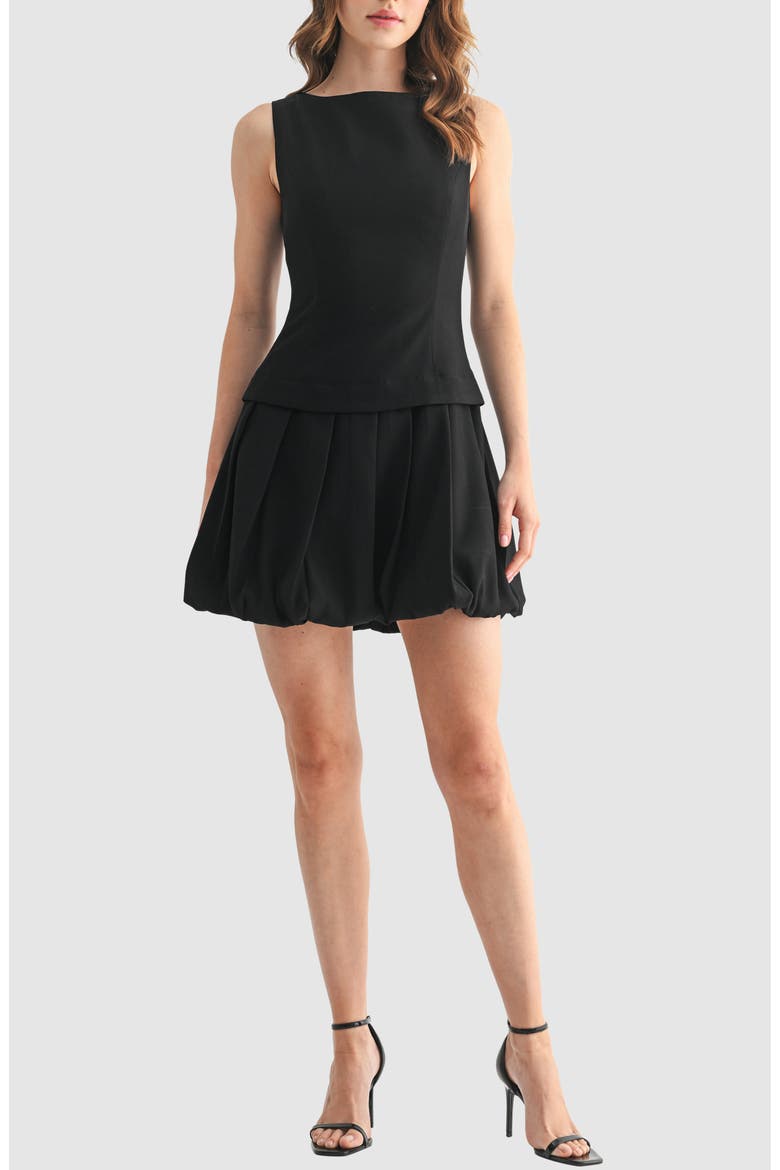 Sleeveless Bubble Hem Minidress, Main, color, BLACK