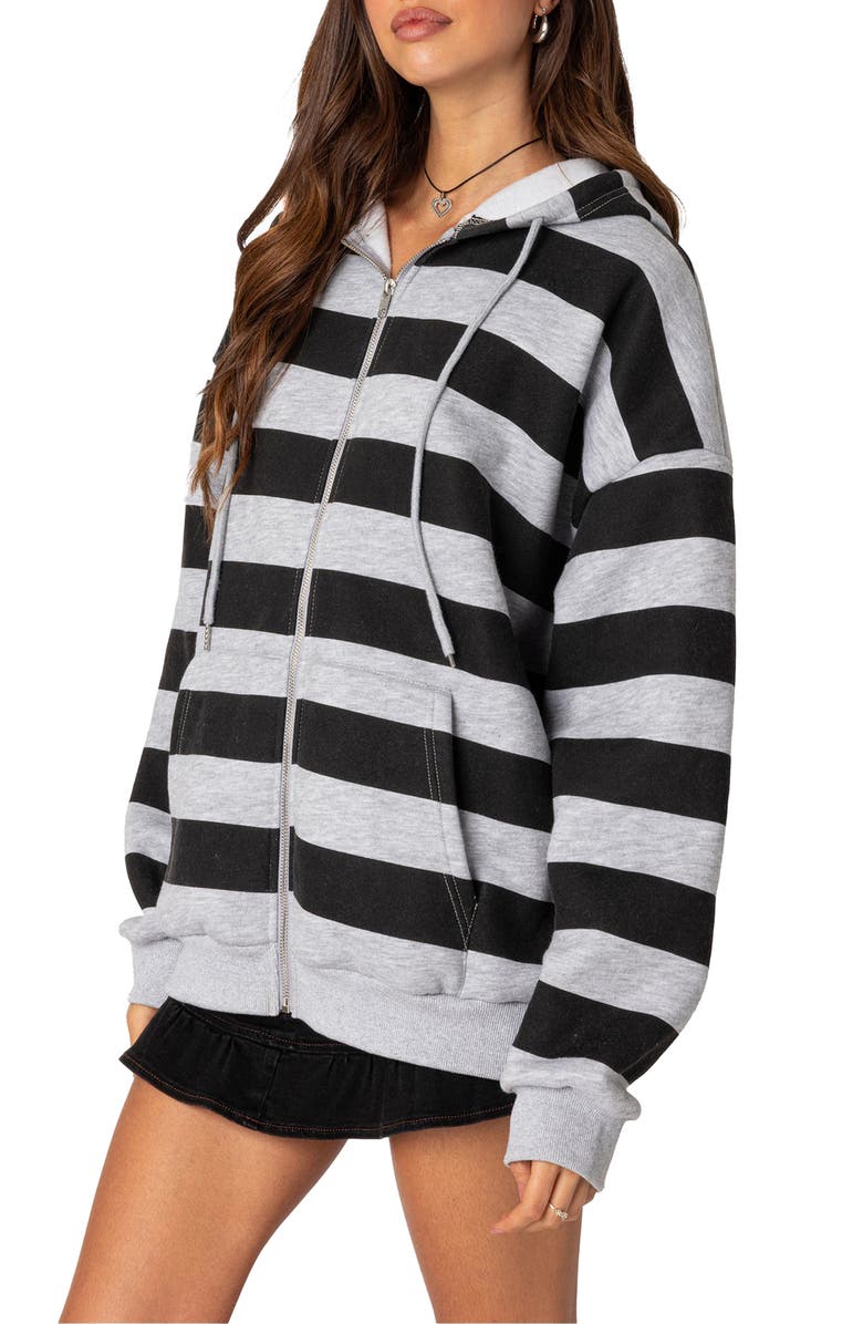 EDIKTED Maritza Oversize ZIp Hoodie, Alternate, color, Gray-Melange