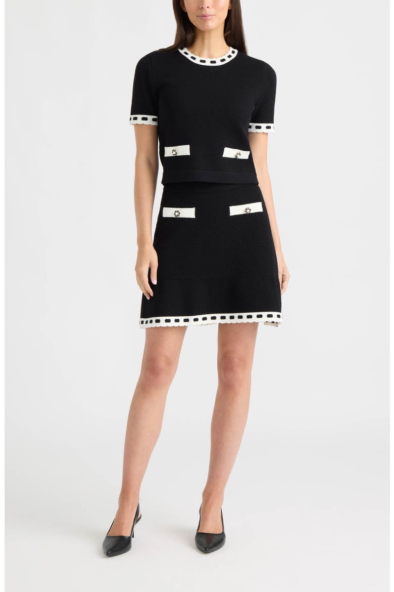 Contrast Trim Miniskirt, Alternate, color, BLACK