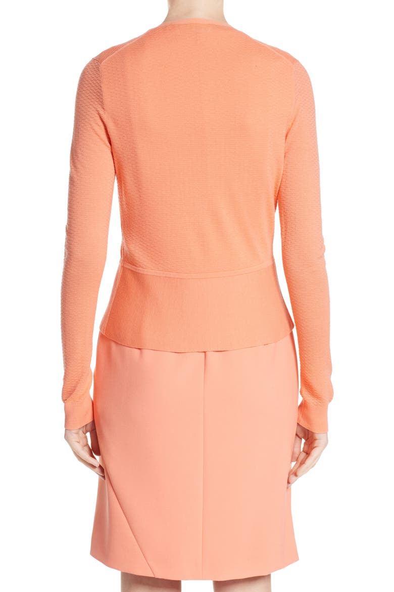 Feline Wool Peplum Cardigan, Alternate, color, TROPICAL BLOSSOM