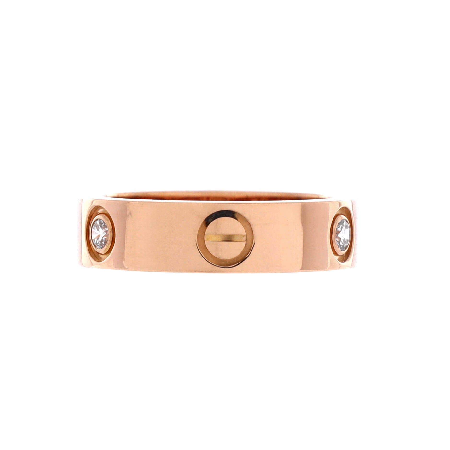 Love 3 Diamonds Band Ring 18K Rose Gold with Diamonds, Alternate, color, Metallic Gold