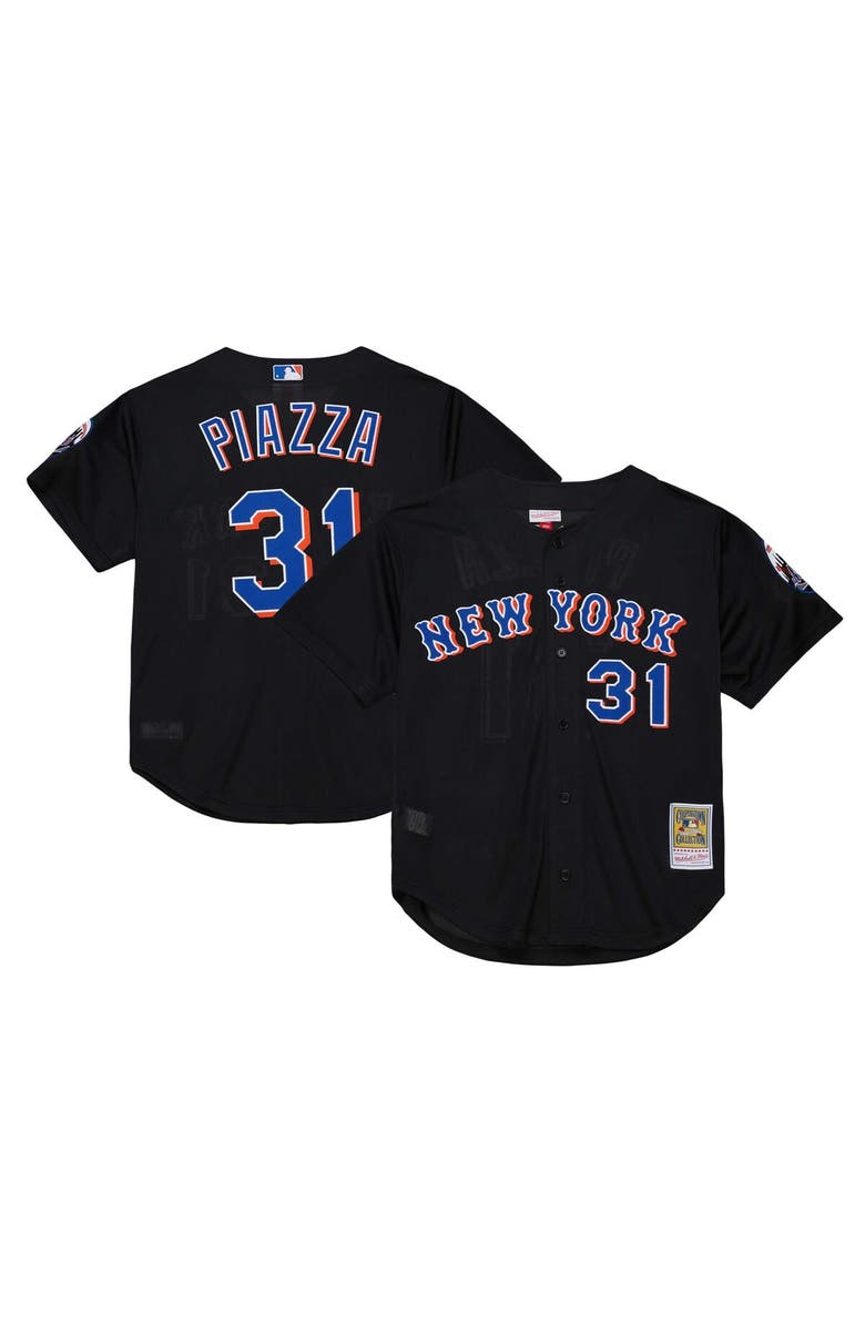 Mitchell & Ness Men's Mitchell & Ness Mike Piazza Black New York Mets Cooperstown Collection 2000 Batting Practice Jersey, Alternate, color, 