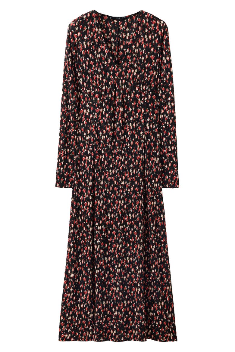 Floral Print Long Sleeve Maxi Dress, Main, color, BLACK