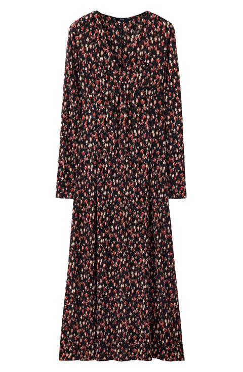 Floral Print Long Sleeve Maxi Dress