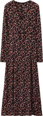 MANGO Floral Print Long Sleeve Maxi Dress