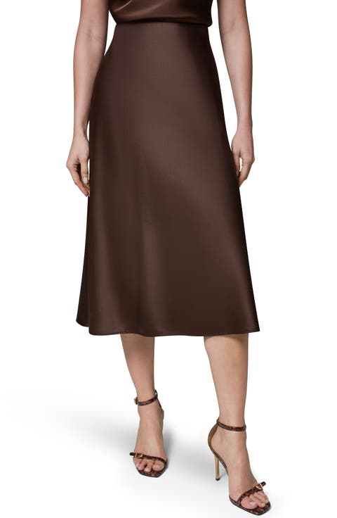 Bias Cut Satin Midi Skirt