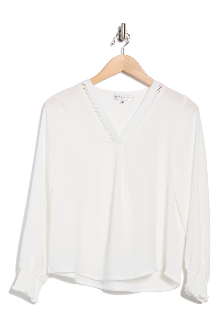 Needle Lace V-Neck Top, Alternate, color, OFF WHITE