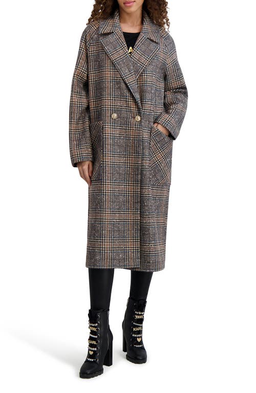 Karl Lagerfeld Paris Longline Wool Blend Coat In Gray