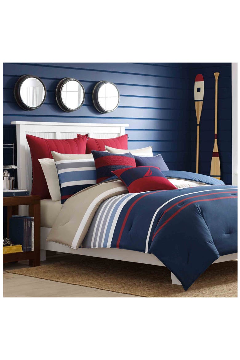 Bradford Duvet Set, Alternate, color, NAVY