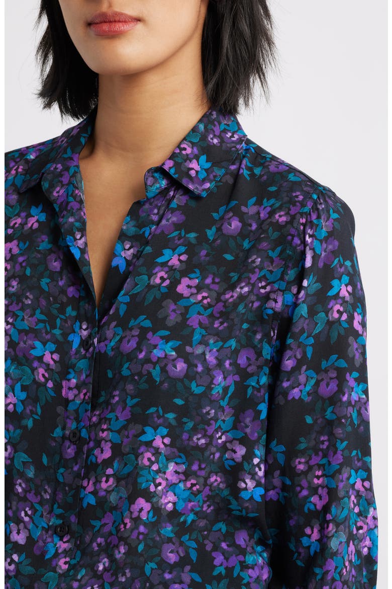 Floral Button-Up Shirt, Alternate, color, BLACK/ EVENING EMERALD