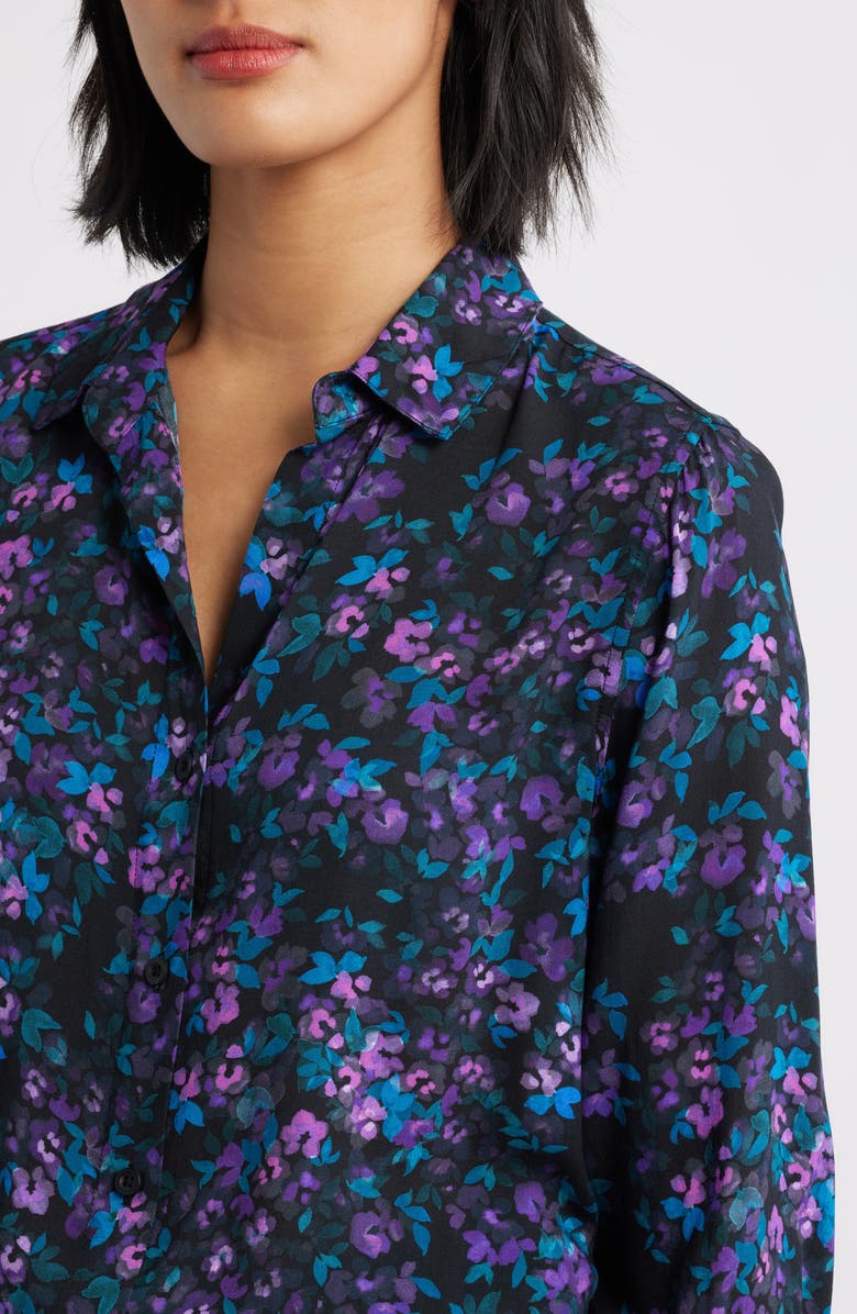 Cloth & Stone Floral Button-Up Shirt, Alternate, color, Black/ Evening Emerald