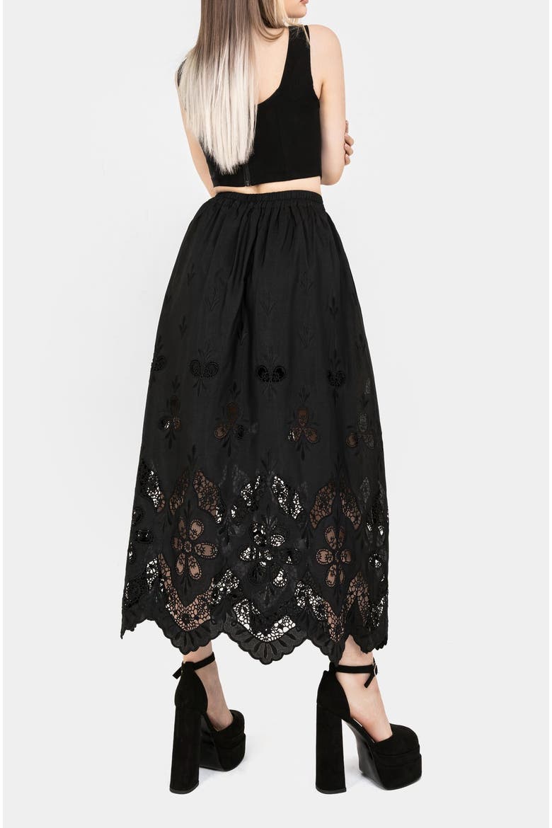 Maple Broderie Hem Maxi Skirt, Alternate, color, Black