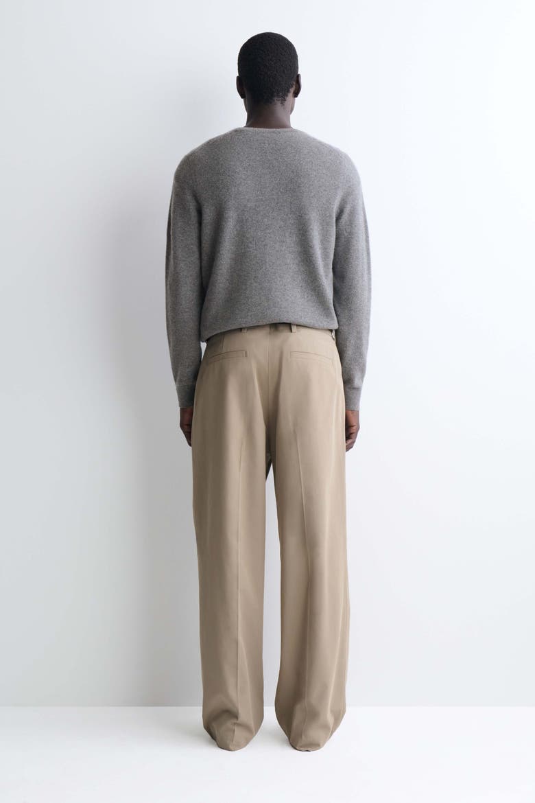 Pleated Cotton Relaxed-Fit Wide-Leg Pants, Alternate, color, BEIGE