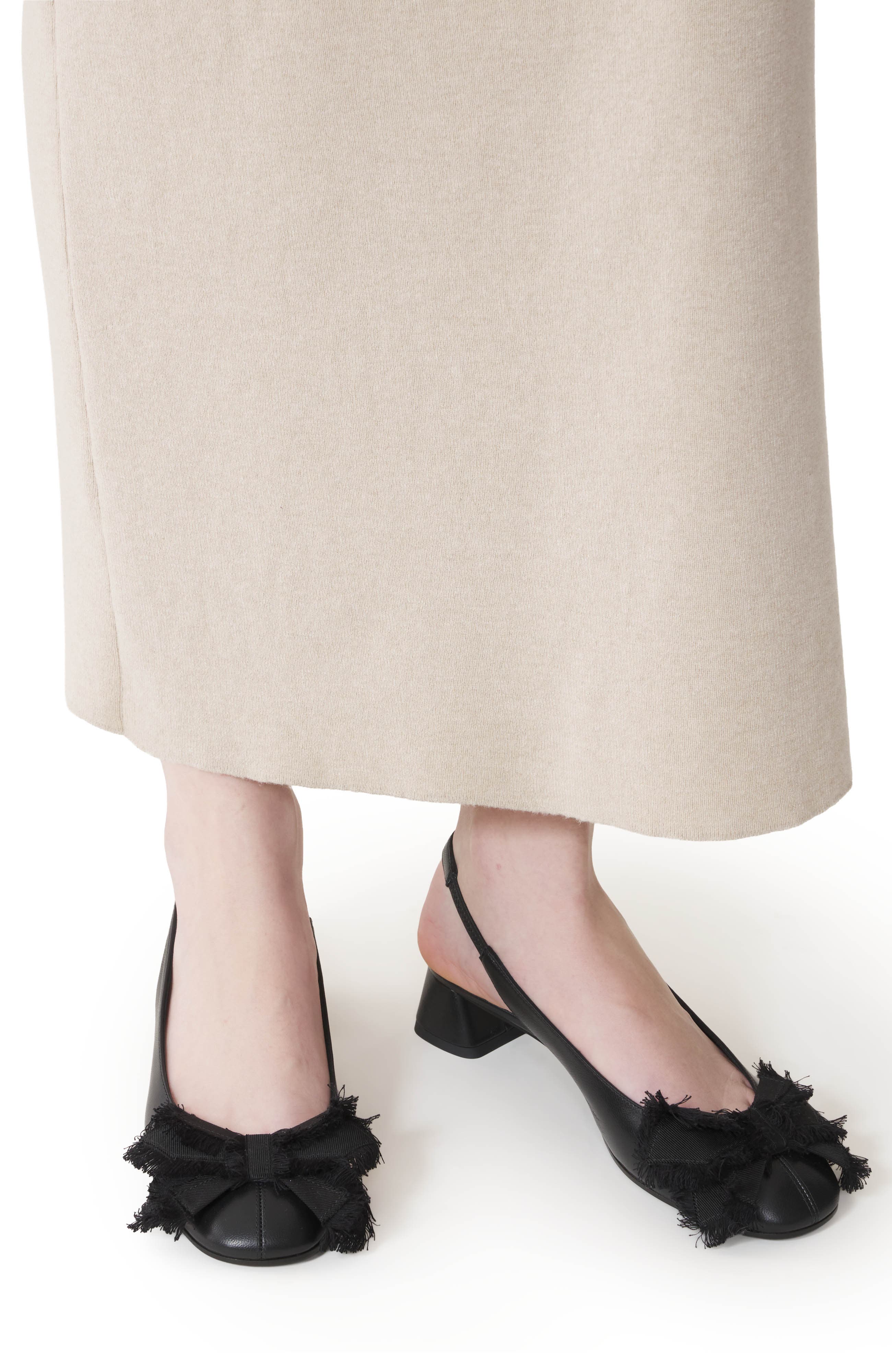 Heeled Slingback Ballerina In Leather, Alternate, color, Black