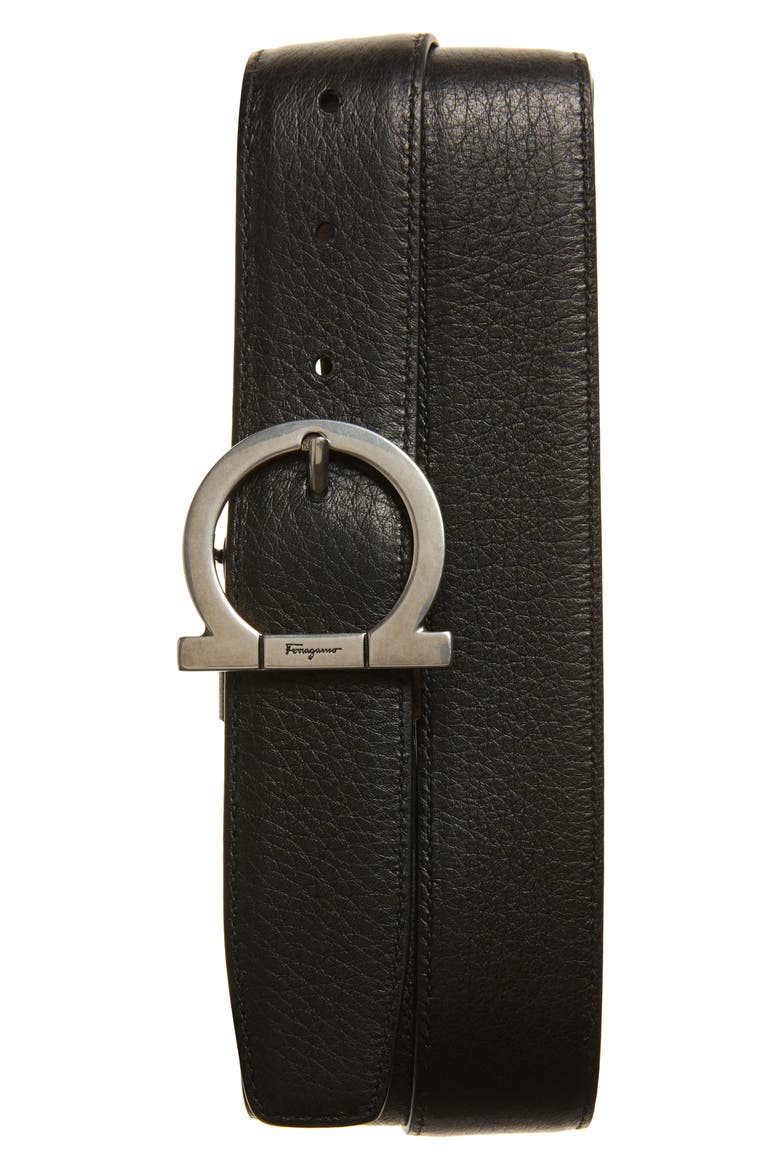 Salvatore Ferragamo Reversible Leather Belt, Alternate, color, CAROB/ NERO
