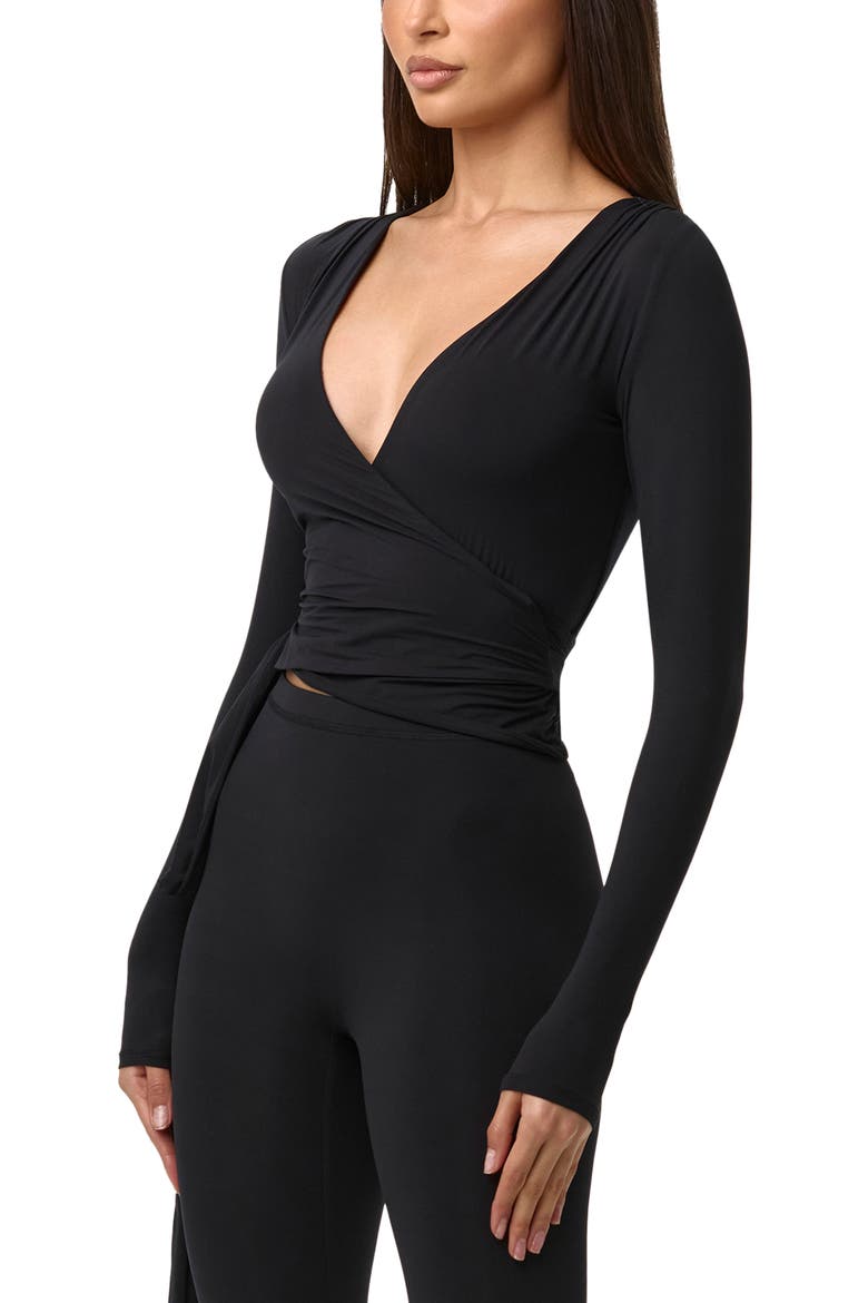 Naked Wrap Top, Alternate, color, BLACK