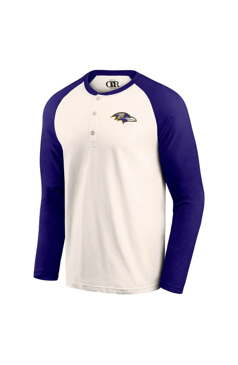 Darius Rucker Collection by Fanatics Men's Darius Rucker Collection by Fanatics Cream/Purple Baltimore Ravens Raglan Henley T-Shirt, Alternate, color, 