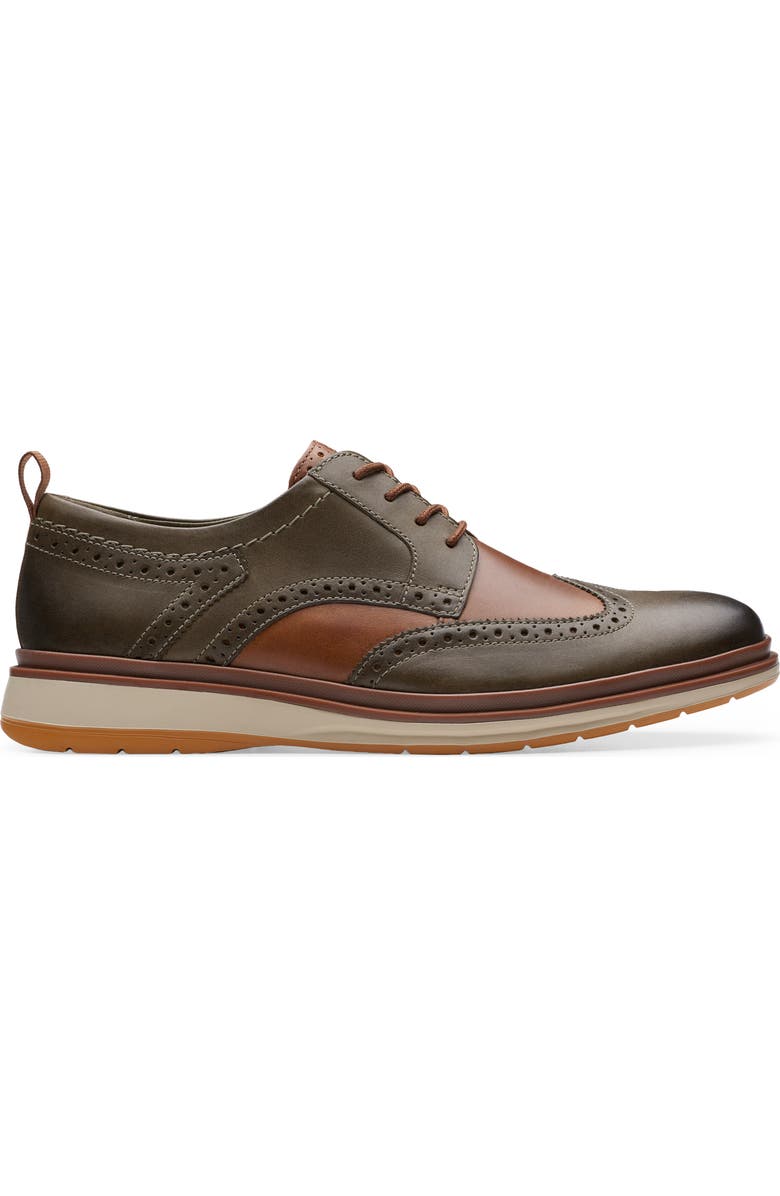 Clarks<sup>®</sup> Chantry Wingtip Derby, Alternate, color, Dark Olive Combi