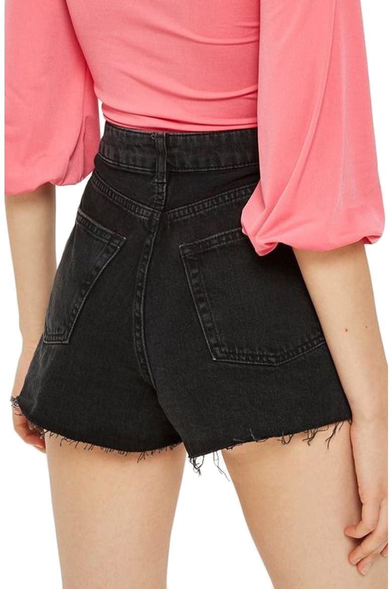 Ripped Denim Mom Shorts, Alternate, color, WASHED BLACK