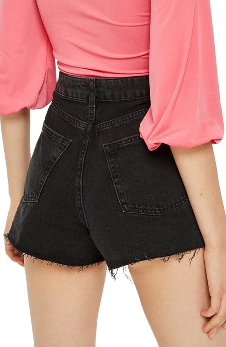 Topshop Ripped Denim Mom Shorts, Alternate, color, 