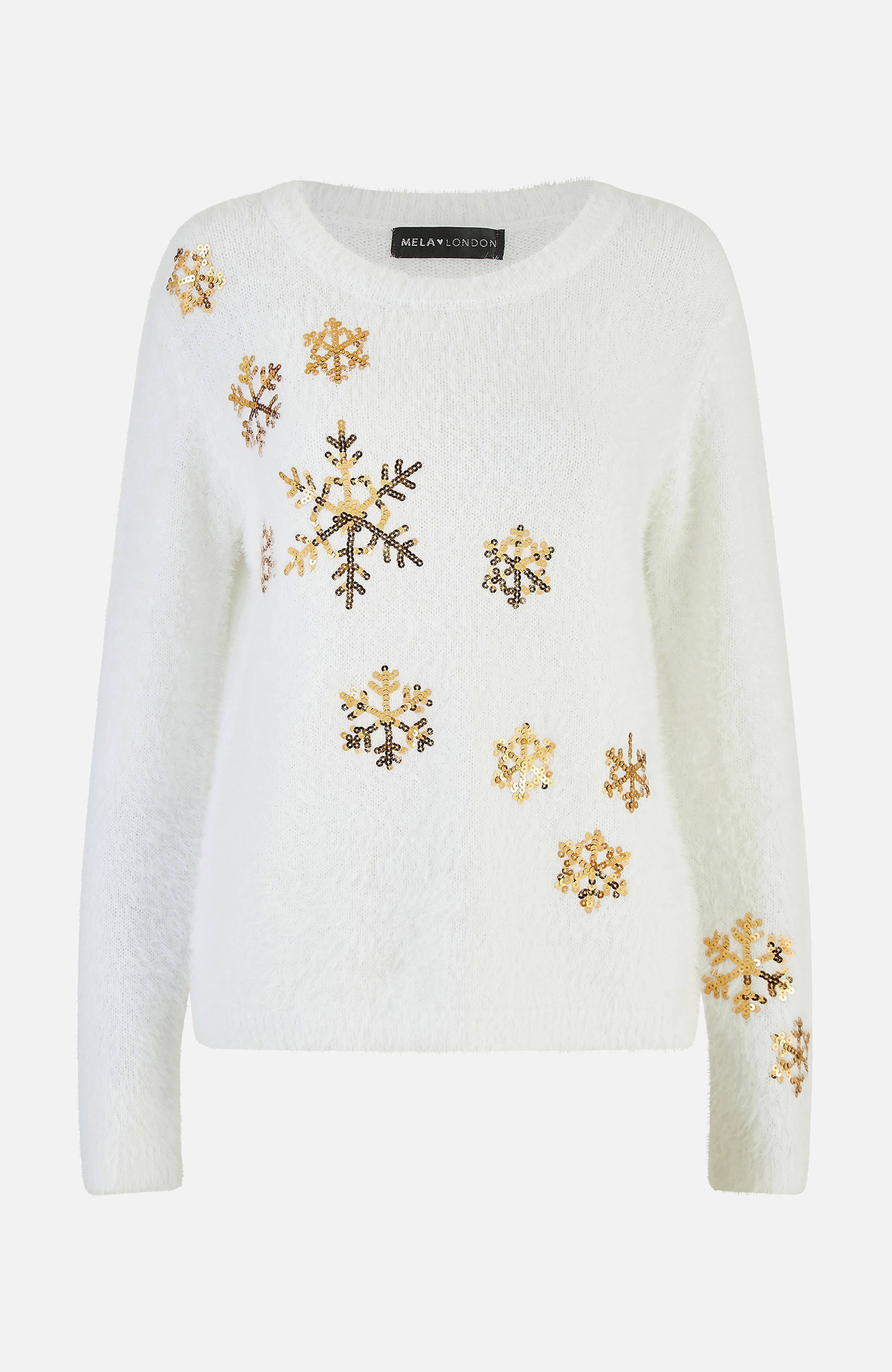 Sequin Snowflake Fluffy Sweater - image 2