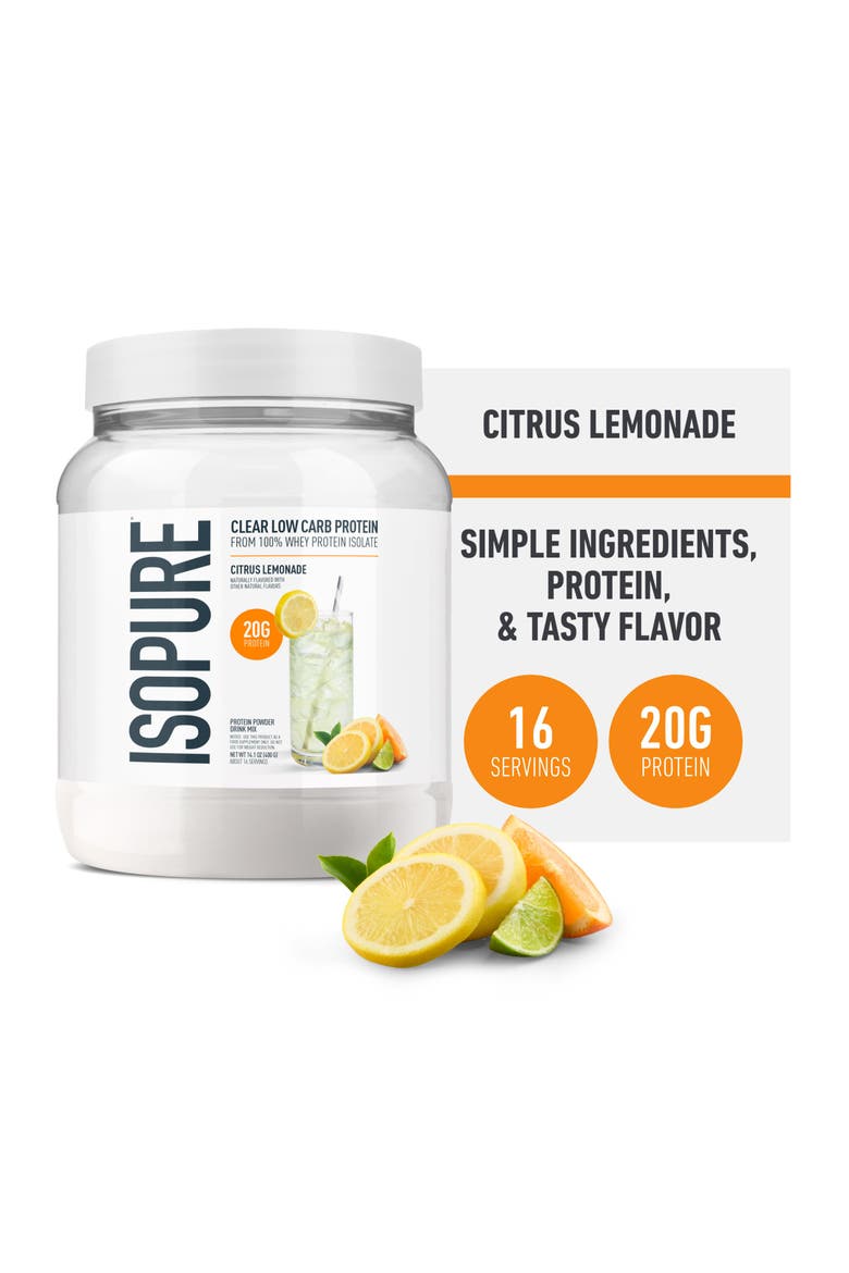Clear Low Carb 100% Whey Protein Isolate Powder, Citrus Lemonade, 20g Protein, About 16 Servings, Main, color, None